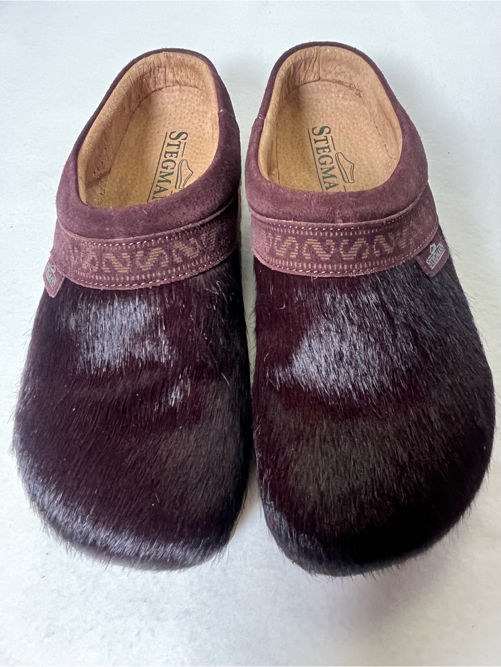 Stegmann Linz Leather Clogs Bordeaux Calf Hair Women 7